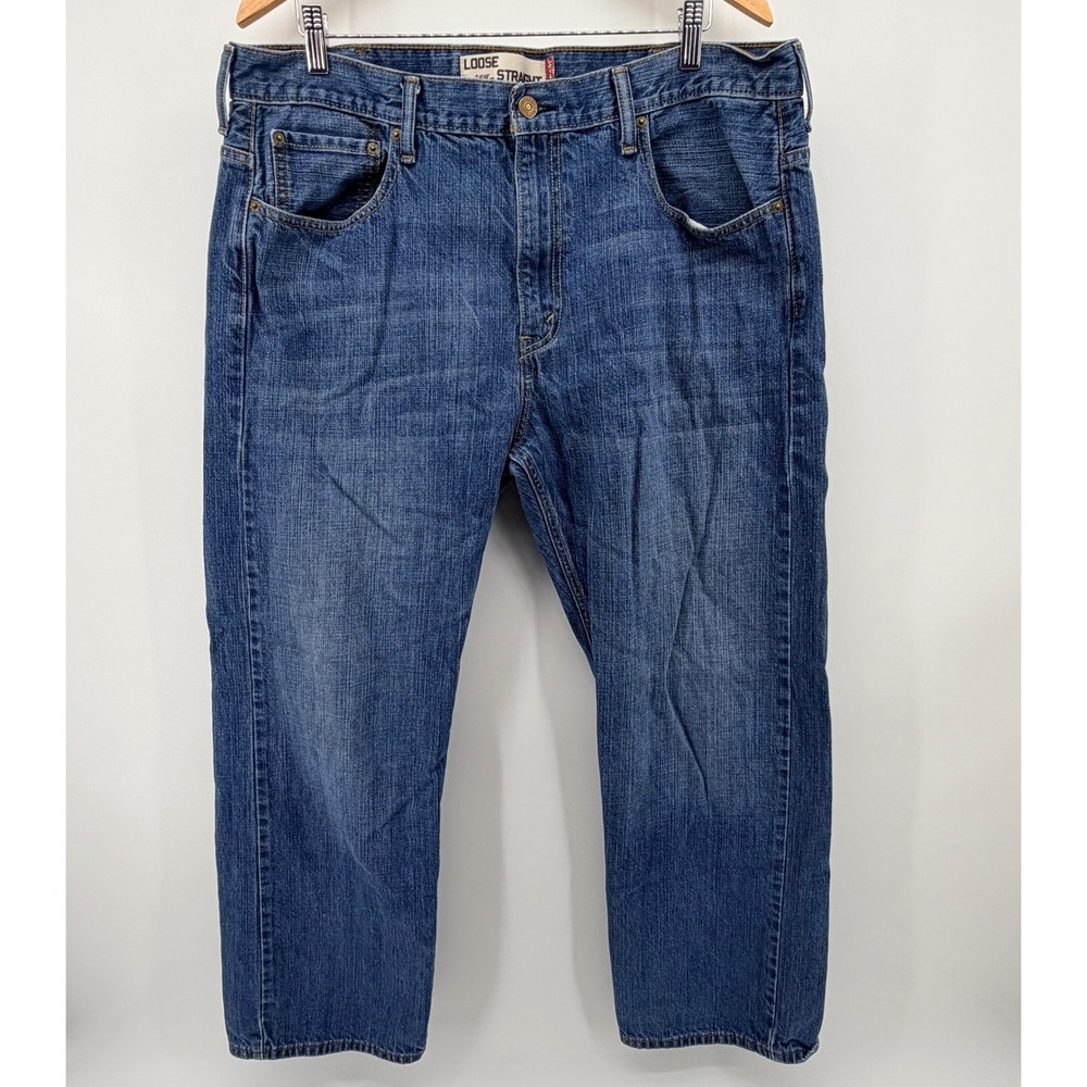 Levis 569 Loose Straight Jeans Mens 38x30 Blue Medium Wash Denim Cotton - Picture 2 of 9